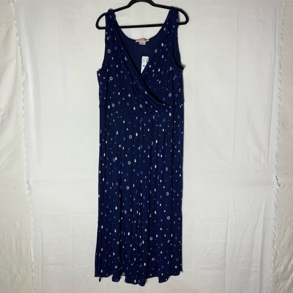 Penningtons Navy Blue Sleeveless Cropped Wide Leg Jumpsuit Romper 1X NWT